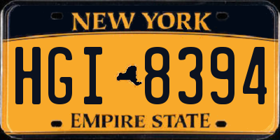 NY license plate HGI8394
