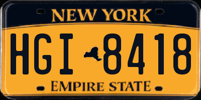 NY license plate HGI8418