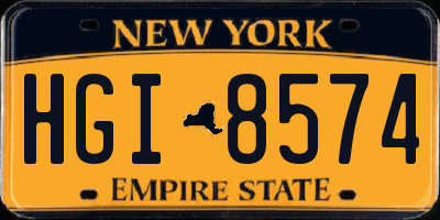 NY license plate HGI8574