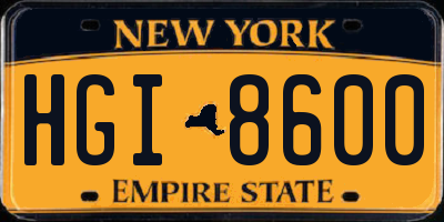 NY license plate HGI8600