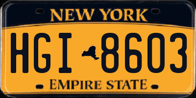 NY license plate HGI8603