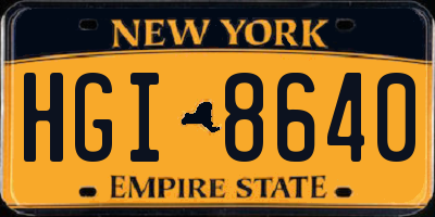 NY license plate HGI8640