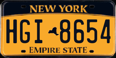 NY license plate HGI8654