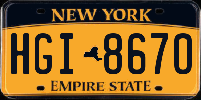 NY license plate HGI8670