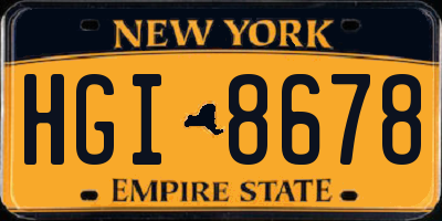 NY license plate HGI8678