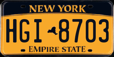 NY license plate HGI8703