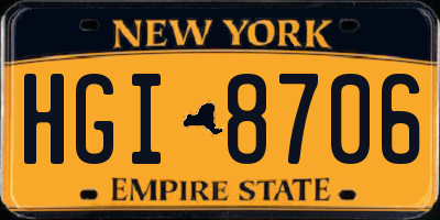 NY license plate HGI8706