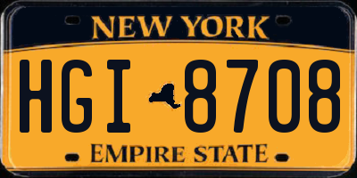 NY license plate HGI8708