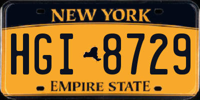 NY license plate HGI8729