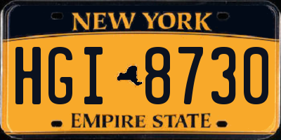 NY license plate HGI8730