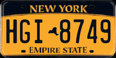 NY license plate HGI8749