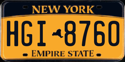 NY license plate HGI8760