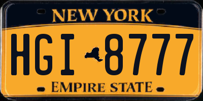 NY license plate HGI8777
