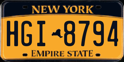 NY license plate HGI8794
