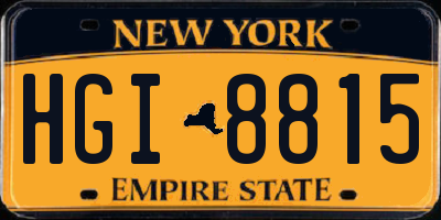 NY license plate HGI8815