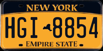 NY license plate HGI8854