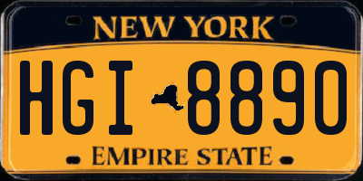 NY license plate HGI8890