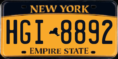 NY license plate HGI8892