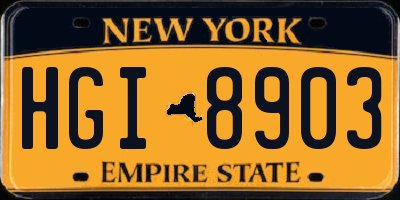 NY license plate HGI8903