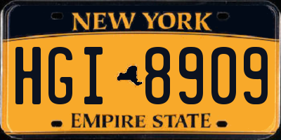 NY license plate HGI8909