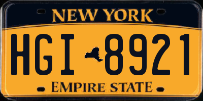 NY license plate HGI8921