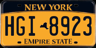 NY license plate HGI8923