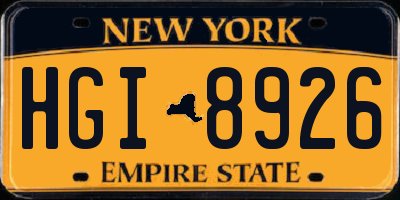 NY license plate HGI8926