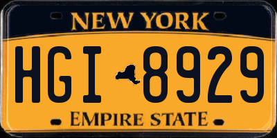 NY license plate HGI8929