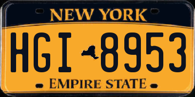 NY license plate HGI8953