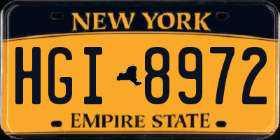 NY license plate HGI8972