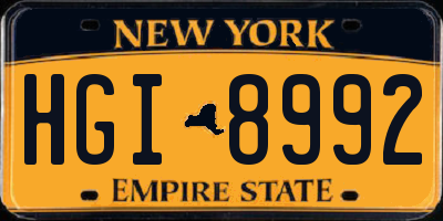 NY license plate HGI8992