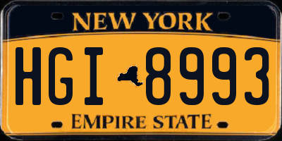 NY license plate HGI8993