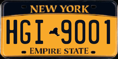 NY license plate HGI9001