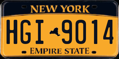 NY license plate HGI9014