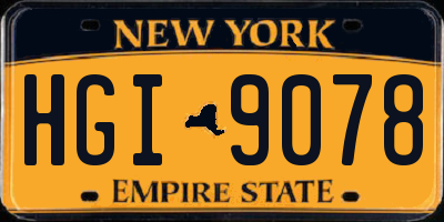 NY license plate HGI9078