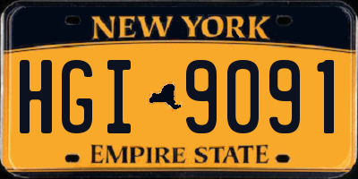 NY license plate HGI9091