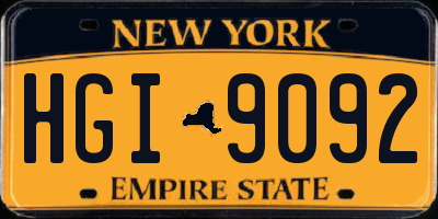 NY license plate HGI9092
