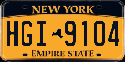 NY license plate HGI9104