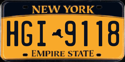 NY license plate HGI9118