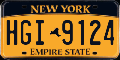 NY license plate HGI9124