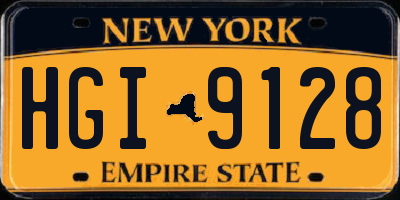 NY license plate HGI9128