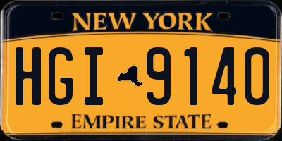 NY license plate HGI9140