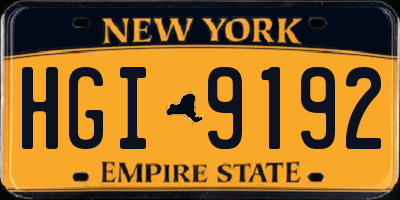 NY license plate HGI9192