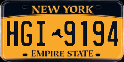 NY license plate HGI9194