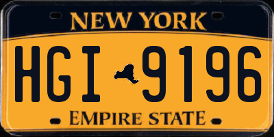 NY license plate HGI9196