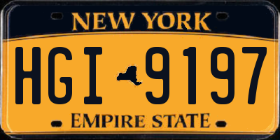 NY license plate HGI9197