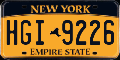 NY license plate HGI9226