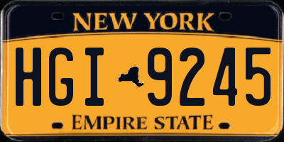 NY license plate HGI9245