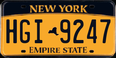 NY license plate HGI9247