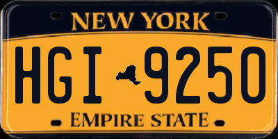 NY license plate HGI9250